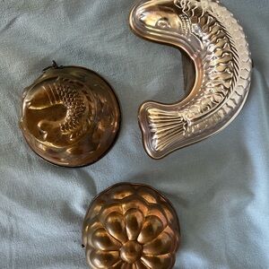 Vintage Copper Fish and Floral Molds